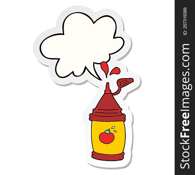 Cartoon Ketchup Bottle And Speech Bubble Sticker