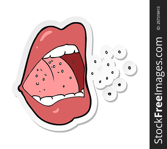 sticker of a cartoon sneezing mouth
