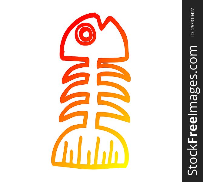 warm gradient line drawing of a cartoon fish bones