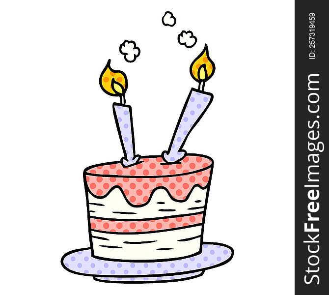 Cartoon Doodle Of A Birthday Cake