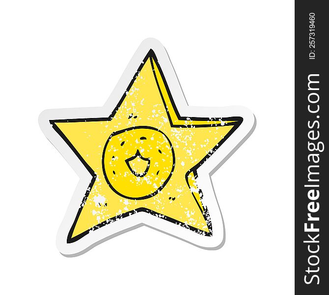 retro distressed sticker of a cartoon sheriff badge