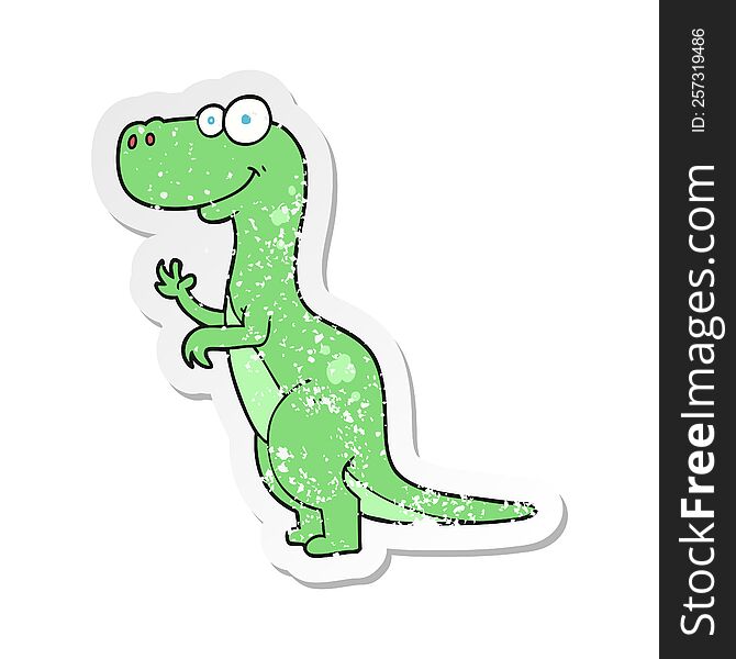 retro distressed sticker of a cartoon dinosaur