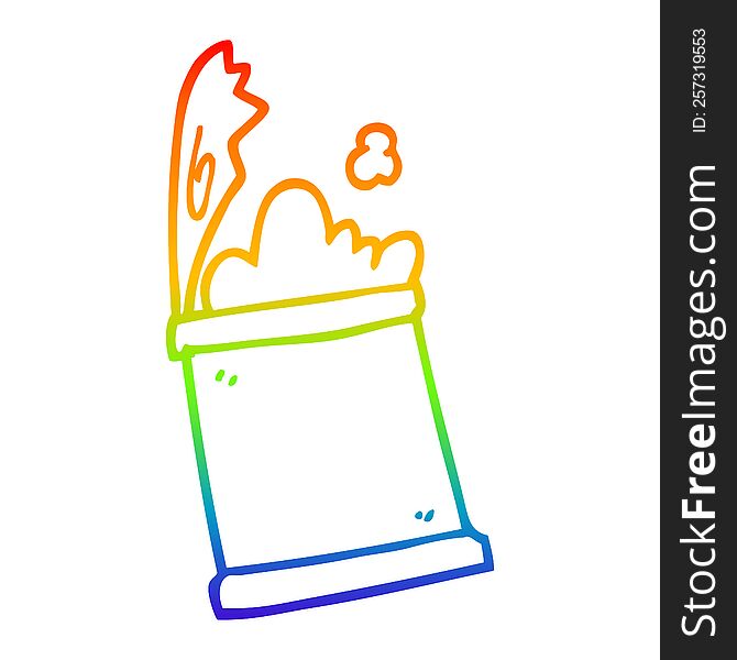 Rainbow Gradient Line Drawing Cartoon Open Can Of Food