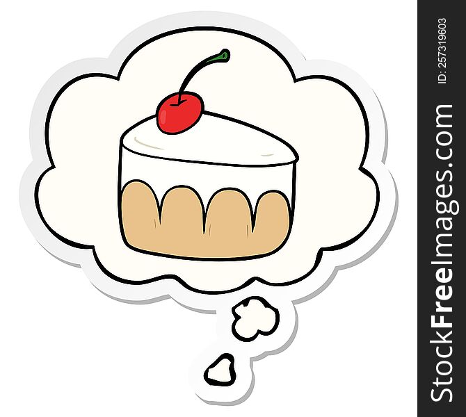 cartoon dessert with thought bubble as a printed sticker