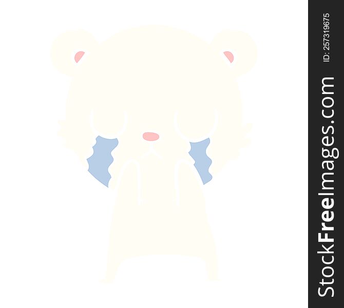 Crying Polar Bear Flat Color Style Cartoon