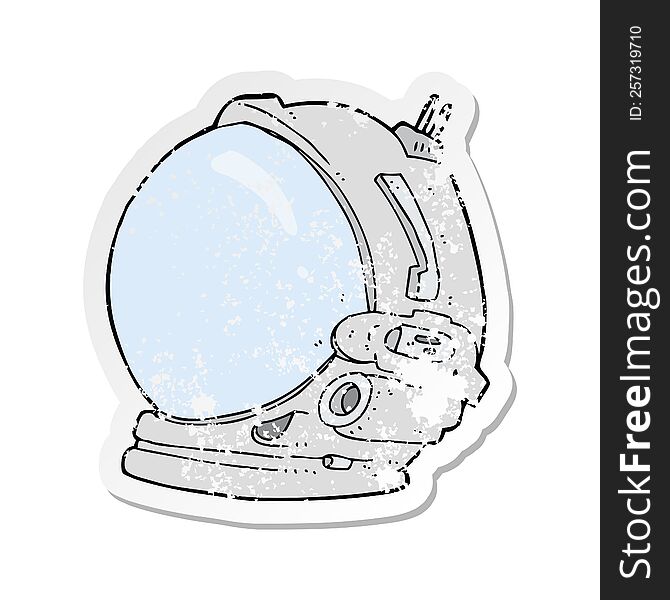 retro distressed sticker of a cartoon astronaut helmet