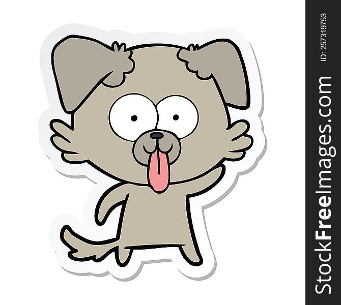 Sticker Of A Cartoon Dog With Tongue Sticking Out