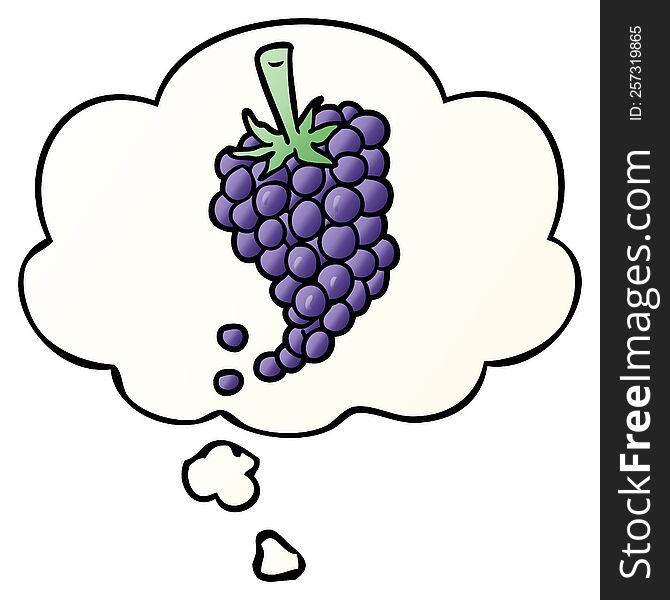 cartoon grapes with thought bubble in smooth gradient style