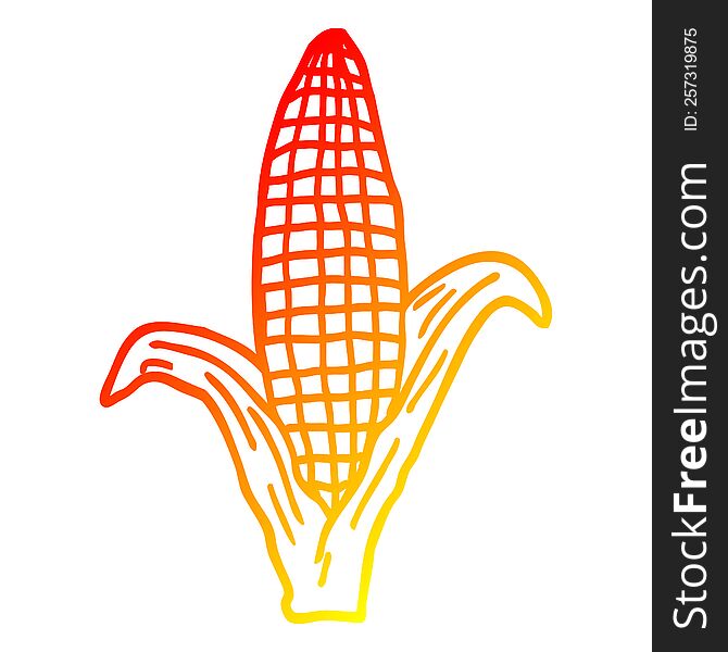 warm gradient line drawing of a cartoon corn on cob