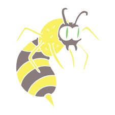 Quirky Hand Drawn Cartoon Wasp Royalty Free Stock Images