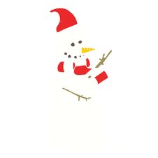 Flat Color Illustration Of A Cartoon Snowman Royalty Free Stock Photos