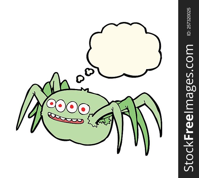 Cartoon Spooky Spider With Thought Bubble