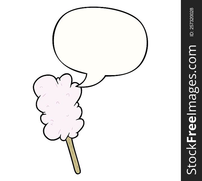 Cartoon Candy Floss On Stick And Speech Bubble