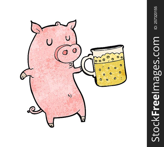 Cartoon Pig With Beer