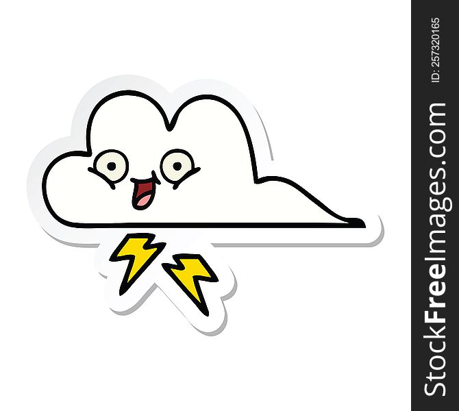 Sticker Of A Cute Cartoon Thunder Cloud