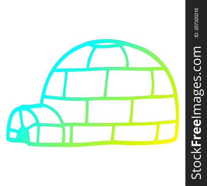 cold gradient line drawing of a cartoon igloo