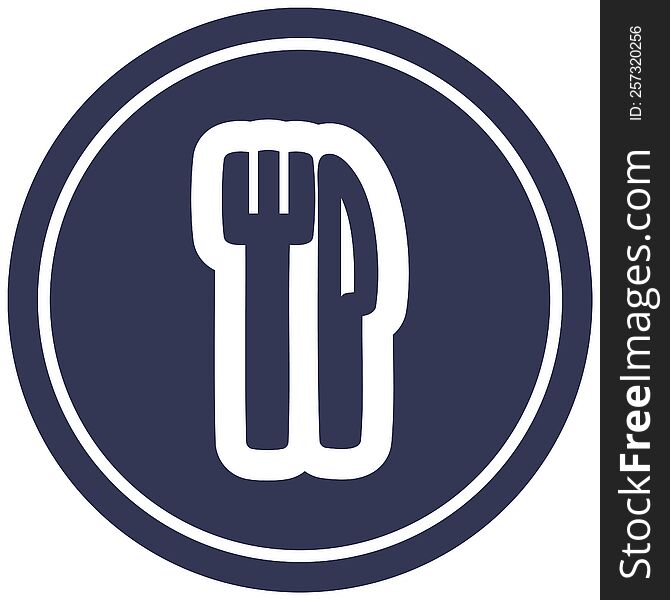 knife and fork circular icon symbol