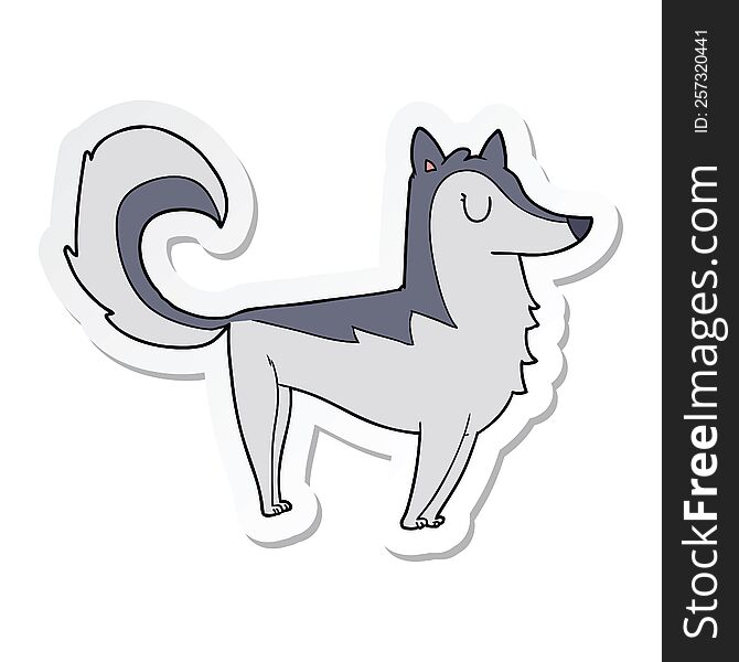 sticker of a cartoon husky