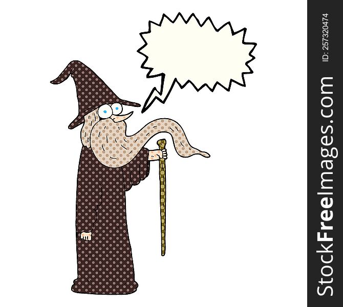 Comic Book Speech Bubble Cartoon Wizard