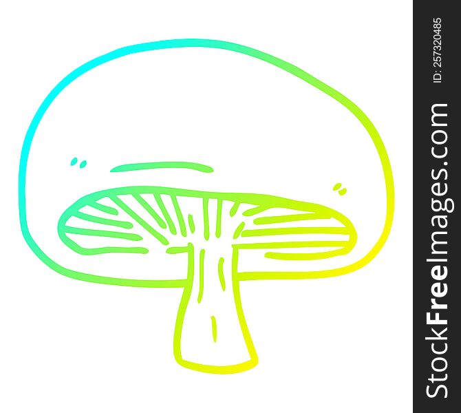 Cold Gradient Line Drawing Cartoon Mushroom