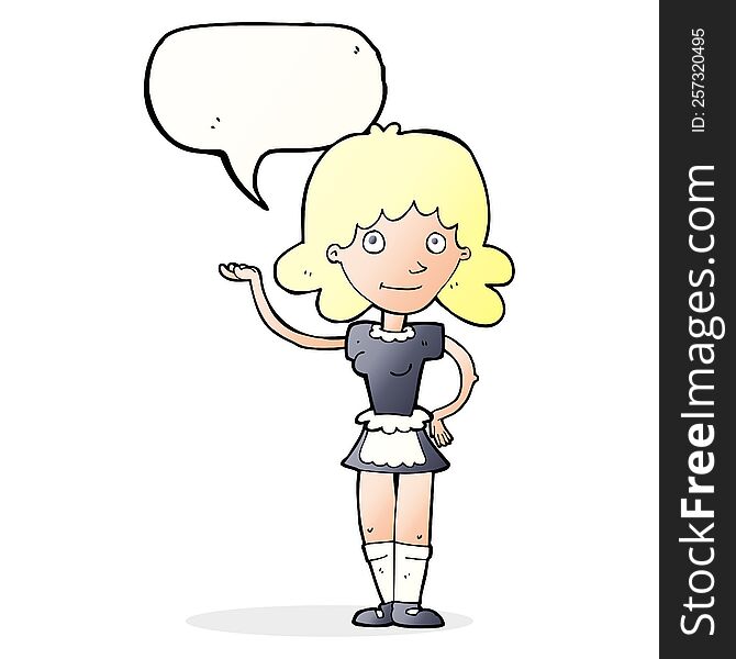 Cartoon Maid With Speech Bubble