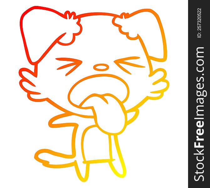 Warm Gradient Line Drawing Cartoon Disgusted Dog
