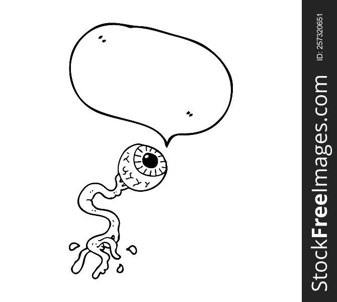 freehand drawn speech bubble cartoon gross eyeball