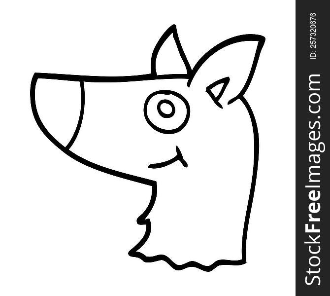 line drawing cartoon happy dog face
