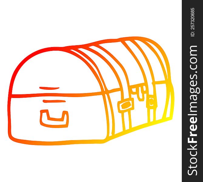 warm gradient line drawing of a cartoon travel chest