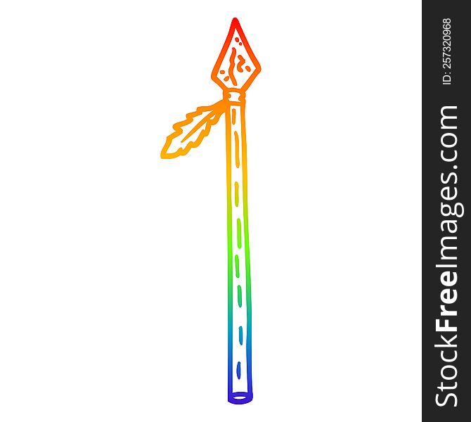 rainbow gradient line drawing of a cartoon long spear