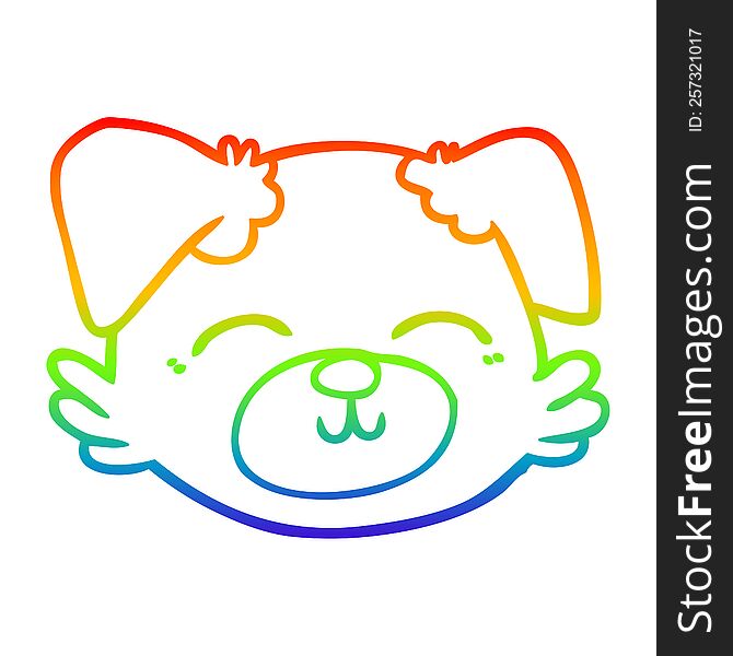 rainbow gradient line drawing cartoon dog face