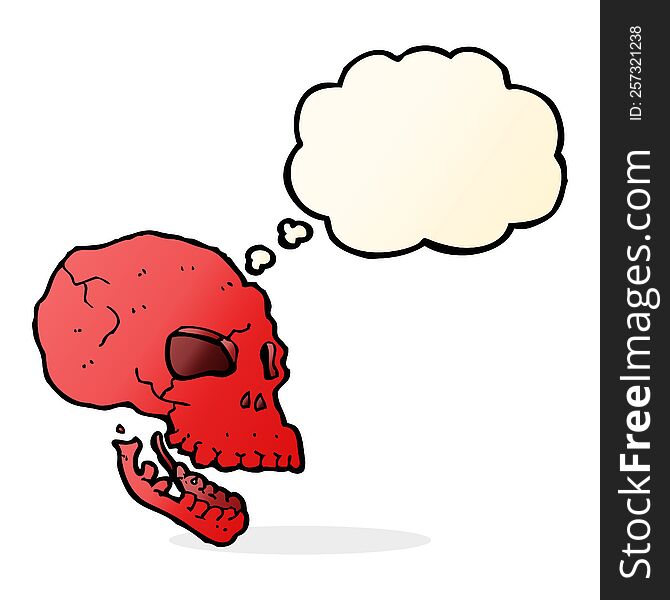 Cartoon Spooky Skull With Thought Bubble