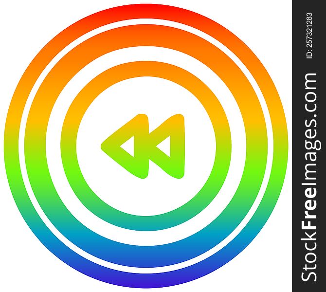 rewind button circular icon with rainbow gradient finish. rewind button circular icon with rainbow gradient finish