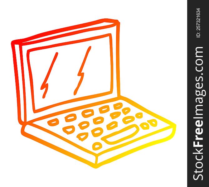 warm gradient line drawing of a cartoon laptop computer