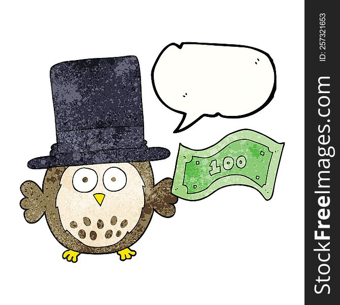 Speech Bubble Textured Cartoon Rich Owl