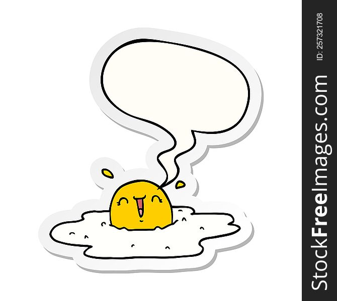 Cartoon Fried Egg And Speech Bubble Sticker