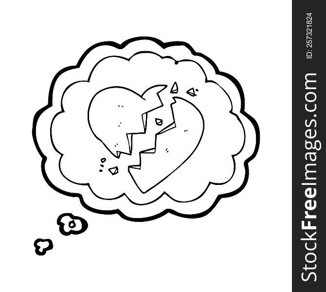 freehand drawn thought bubble cartoon broken heart