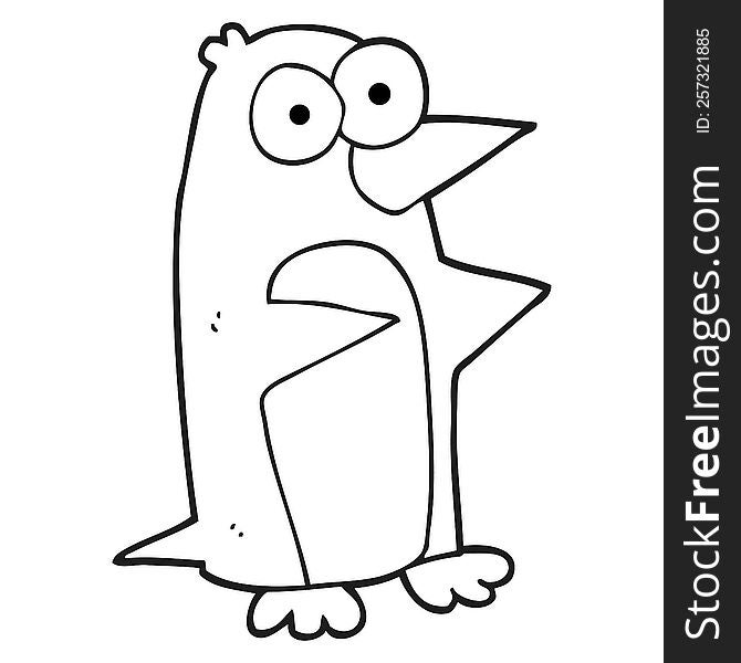 black and white cartoon penguin