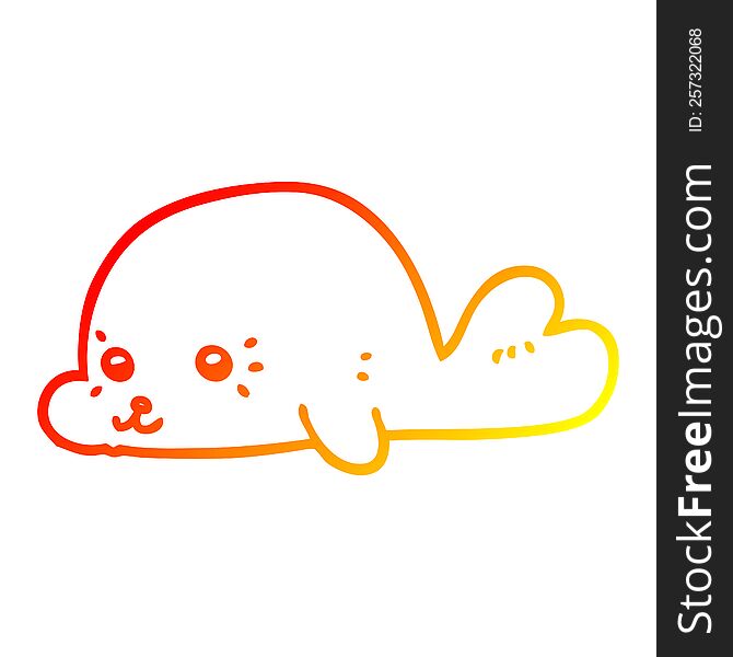 warm gradient line drawing cartoon baby seal