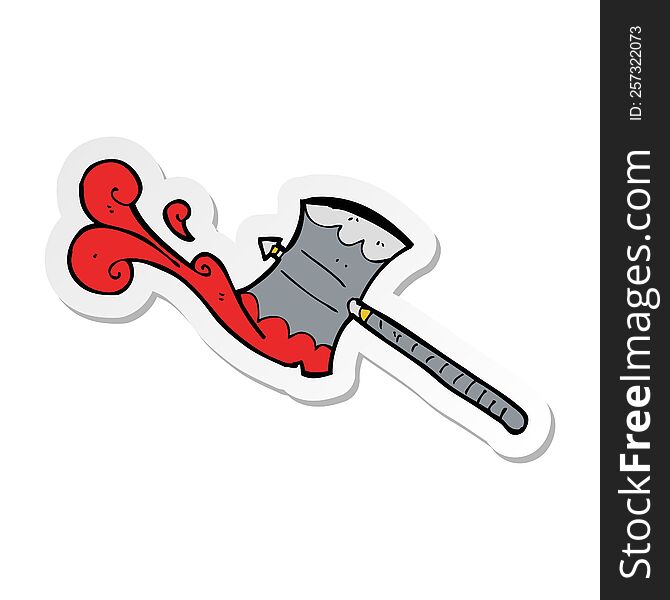 sticker of a cartoon double sided axe