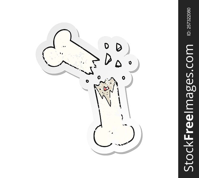 Retro Distressed Sticker Of A Cartoon Broken Bone