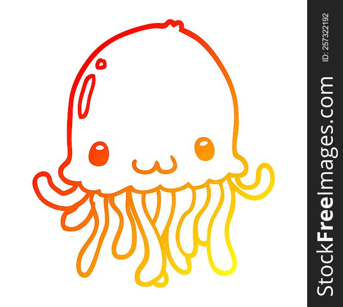 warm gradient line drawing cartoon jellyfish