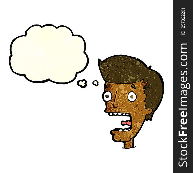 Cartoon Terrified Man With Thought Bubble