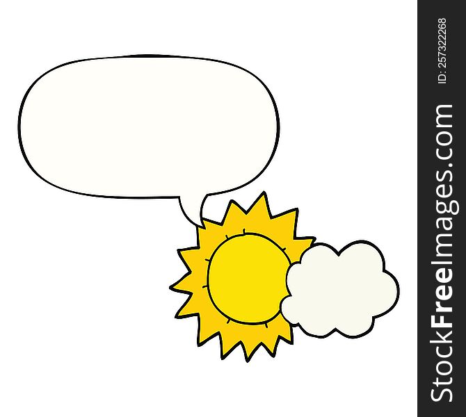 Cartoon Weather And Speech Bubble