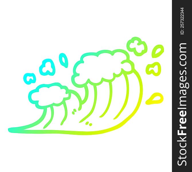 cold gradient line drawing cartoon wave crashing