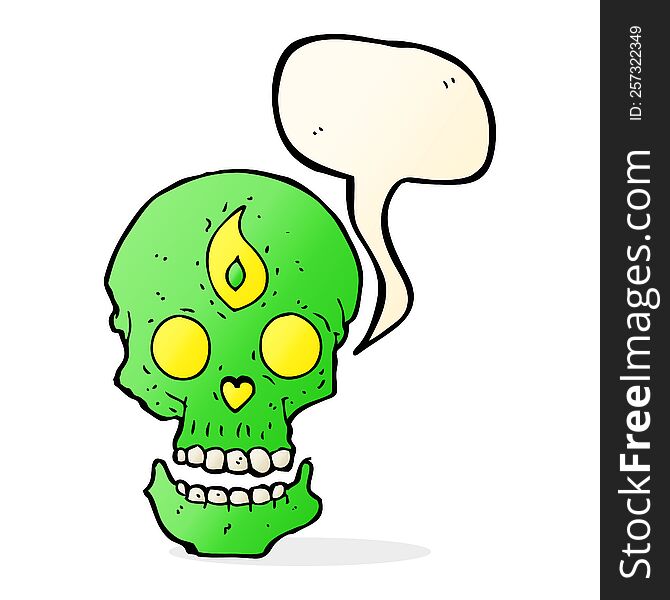 Cartoon Mystic Skull With Speech Bubble