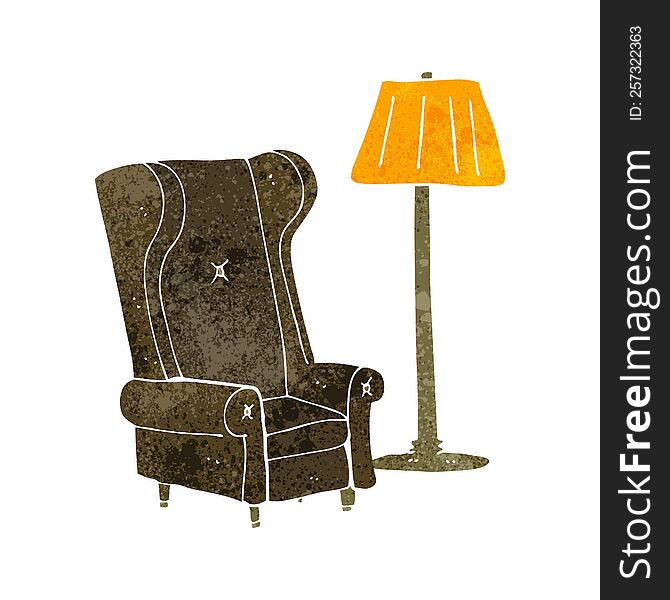 retro cartoon lamp and old chair