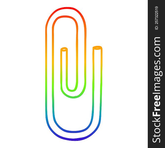 rainbow gradient line drawing of a cartoon paperclip