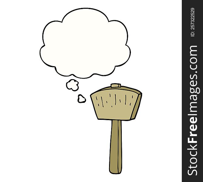 Cartoon Mallet And Thought Bubble