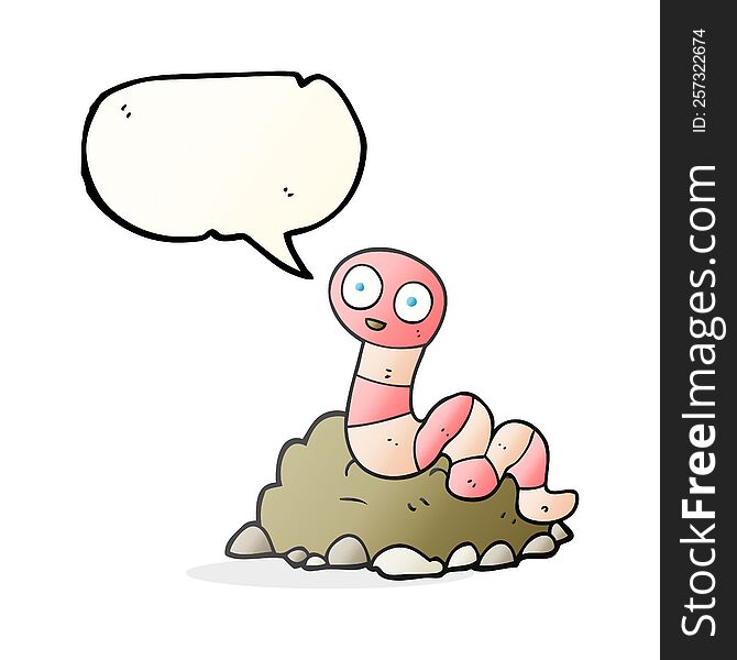 freehand drawn speech bubble cartoon earthworm